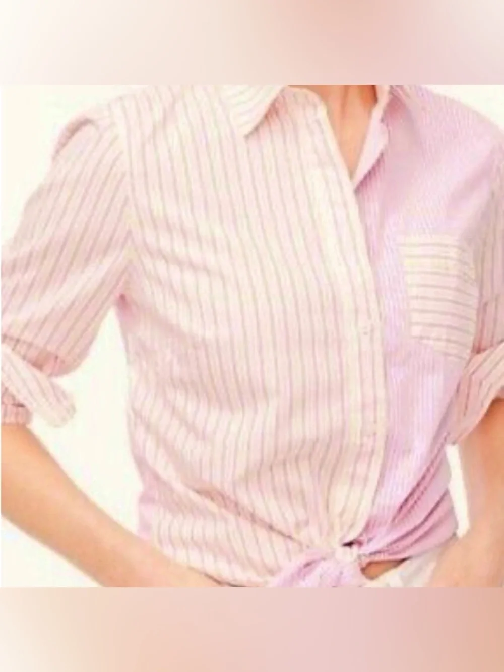 J. Crew Long Sleeve Striped Button Down Shirt Pink Yellow Women’s Medium